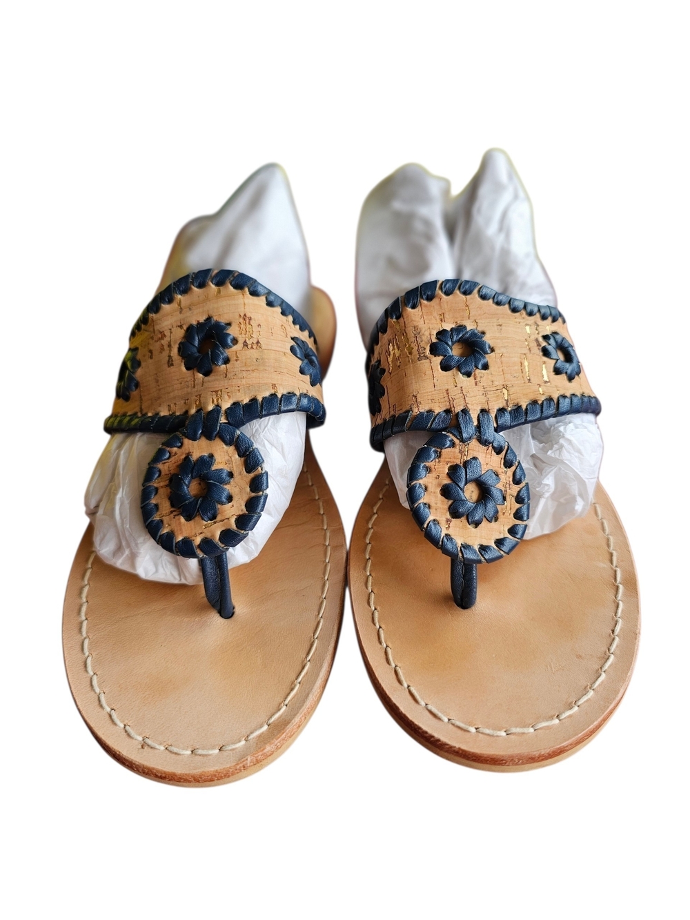 Jack Rogers Tan Cork Sandal with Black Trim